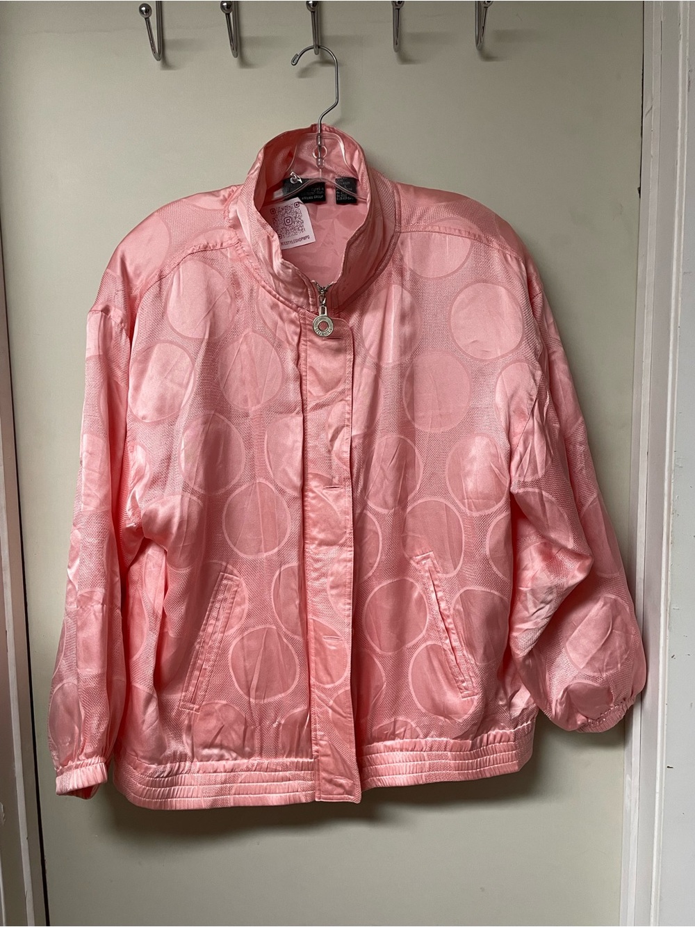 Vintage Pink Circle-Jacquard Bomber Jacket